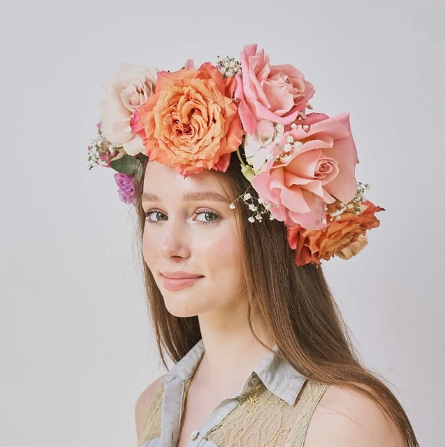 Pink & Orange Rose Flower Crown